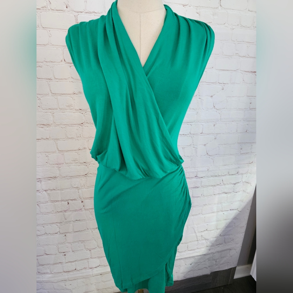 Bebe Vintage Half Wrap Cotton Blend Dress | Kelly Green | Small | EUC